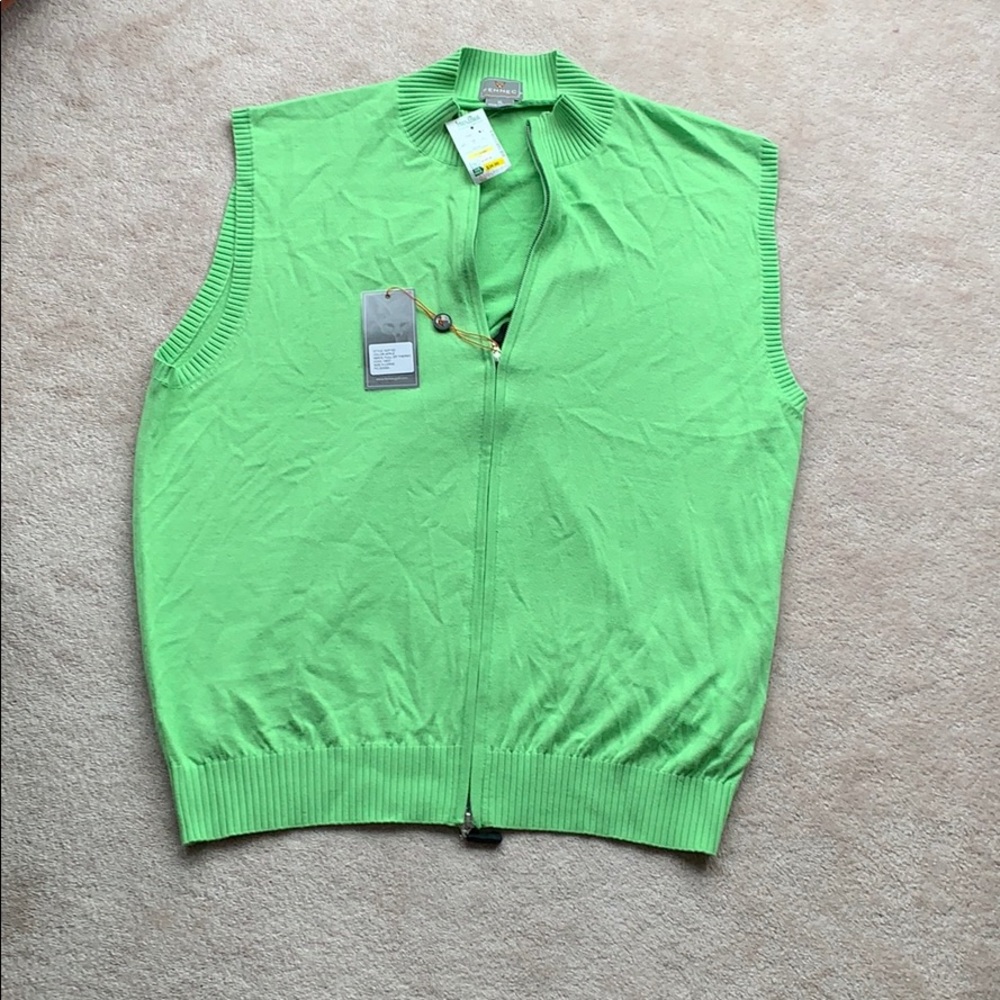 Golf Zip Up Sweater Vest Lime Green